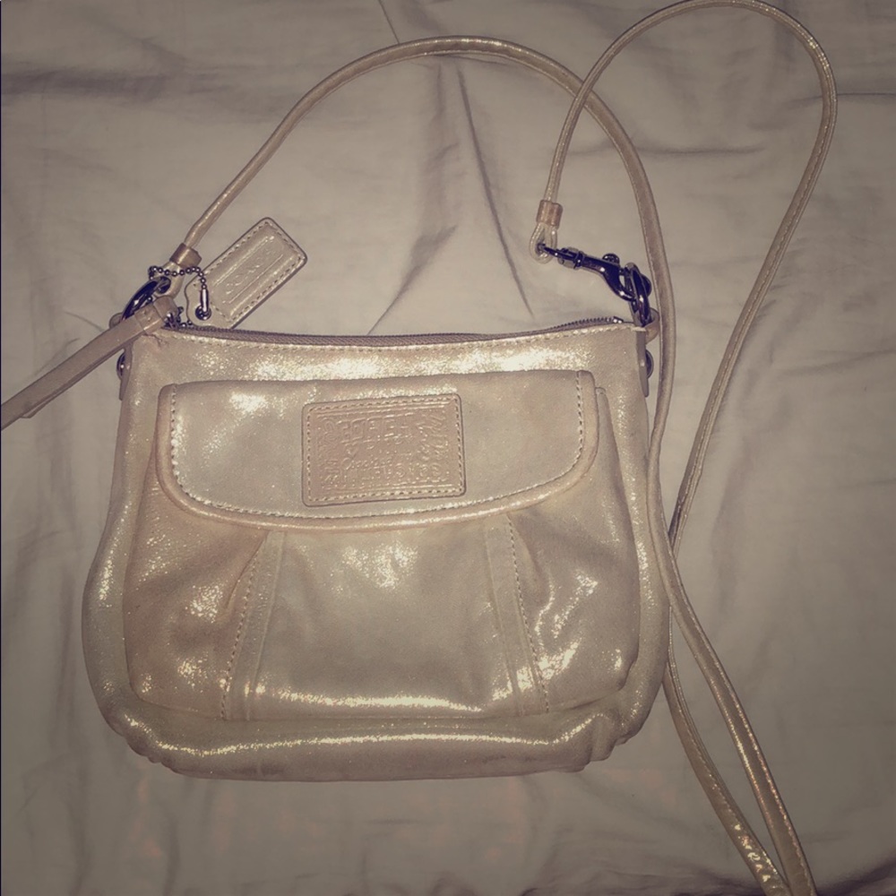 White Shimmer Coach Crossbody